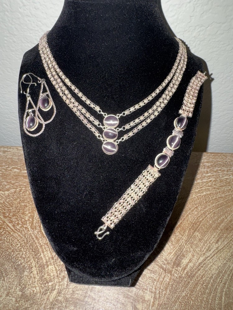 Vintage Made In Armenia Necklace, Bracelet And Earrings Set