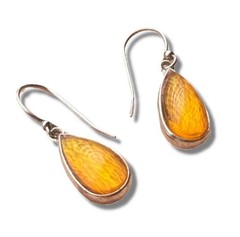 Vintage Liz Claiborne Sterling Baltic Amber Silver Earrings