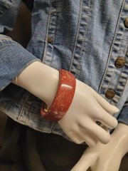 Vintage Brick Red Sand Bangle Bracelet Made in Italy Large Ladies Size