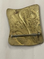 vintage copper and metal brooch