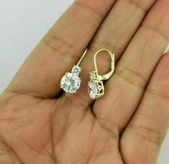 2.0Ct Lab-Created Diamond Drop Dangle Lever Back Earrings 14K Yellow Gold Finish
