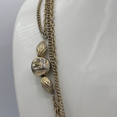 Vintage Long Gold Tone Beaded Chain Necklace 54” Station Necklace Layering