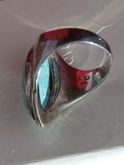 #8 Turquoise Sterling Marquise Shape Ring Size 8