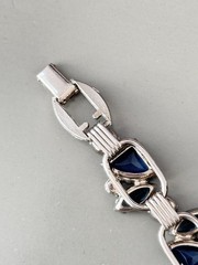 Vintage Verified JULIANA Blue Glass Pie Cut Bracelet, Brooch & Earring Set