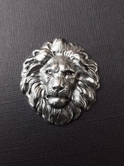 45064 Large Lion Head Jewelry Finding Matte Silver Oxidized