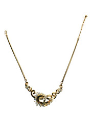 Vintage 1950 Signed Trifari Knotted Rhinestone Gold Trifarium Necklace