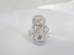Vintage Sterling Silver 925 CZ Large Antique Style Ring Size 6
