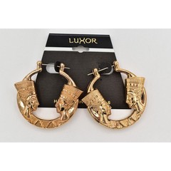 Luxor Vintage Earrings Gold Pharaoh Egyptian Chunky Dangle NOS 1990s A22