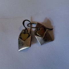 3 pairs of vintage Heart themed sterling silver, gold tone & crystal Earrings