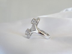 Vintage Sterling Silver 925 CZ Large Antique Style Ring Size 6