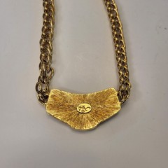 VTG Jackie Collins Two Tone Panther Link Necklace + Pave Rhinestone Ring 80s