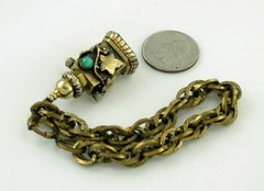 Revival Perfume Holder Green Intaglio Ornate Charm Bracelet; Charitable Donation