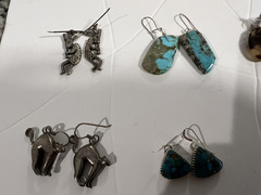 EIGHT PAIRS VINTAGE ESTATE EARRINGS STERLING SILVER TURQUOISE SOUTHWEST NATIVE