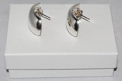 Vintage Sterling Silver Chunky Curved Concave Mexico TR-57 Post Earrings 14 grm