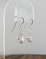 VTG 925 Lead Crystal 1in Drop Earrings Sterling Silver 2gtw Brilliant Faceted