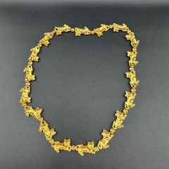 Vintage Necklace Cat Kitten With Yarn Ball Link Shiny Gold Tone 1980s 19″ Avon