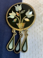 Vtg Brooch Lot Alpaca Sarah Cov MOP Enamel Faux Gem Scatter Pins Costume Jewelry