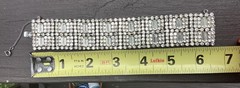 Vintage Hobe Rhinestone Wide Bracelet Silver Tone
