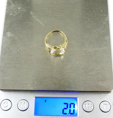 Vintage Solid 10K Yellow Gold Ring White Topaz Diamond Accent Cocktail Jewelry 7