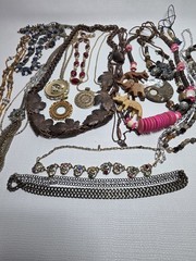 Vintage Unique Jewlery Lot Copper Wood Glass Metal Bead Necklaces