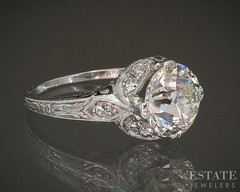 Antique Art Deco Platinum European 2.00ct Diamond Filigree Ring 3.4g p17623