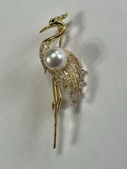 Crystal Rhinestone Owl Flamingo Brooch Pin Glass Vintage LOT Bird Peacock Clear