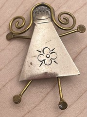 Metal Modern Art Silver Tone Gold Tone Girl Child Brooch