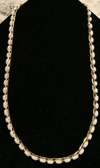 Vintage Medici Classy Silver/Gold Tone Chain Link Rice Pearl Necklace