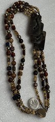 Vintage Carnelian Jasper Gemstone Abstract Triple Strand Gold Tone Necklace 20”