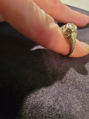 Antique Art Deco 1920’s 14k White Gold Diamond Filligree Engagement Ring .30ct