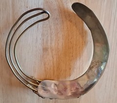 Vintage Jewelry Modernist Brutalist Collar Asymmetrical Mixed Metal Necklace
