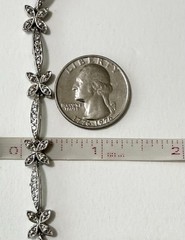 Vintage LD 925 Sterling Silver Crystal Floral Link Necklace 18” Bridal Wedding