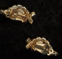 VTG Rhinestone Swirl Brooch Prong And Earing Set Ruby Red Marquise & Red AB NICE