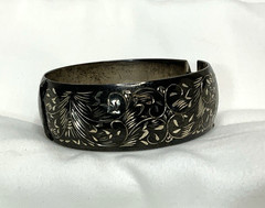 925 Vintage Sterling Silver Black Forstner Bangle Bracelet 2.5 Inches 1.3 oz