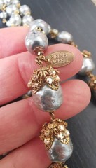 MIRIAM HASKELL 50’S SIGN 2PC S-GREY BAROQUE PEARL ICE CLEAR MONTÉE BRASS ACCENTS