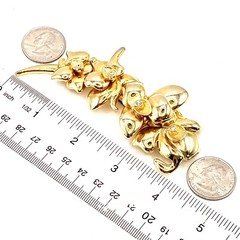 Vintage Estate Goldtone 3D Brooch Flowers Lilies Crystals Heavy Long Statement Q