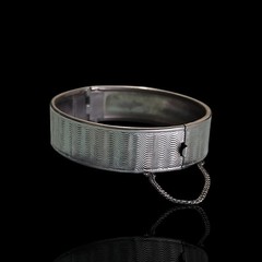 Vintage Silver Plated Machine Turned Textured Clamp Bangle Bracelet Sz 7in