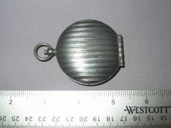 Antique Edwardian Deco Gunmetal Gun Metal Compact Chatelaine Pendant