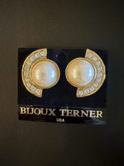 Vintage Delizza Elster Bijoux Terner Gold Tone Pearl 1980s D&E 80s Jewelry