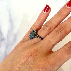 French Antique Pink Tourmaline Diamond Halo Ring 18K Yellow Gold Silver Size 7