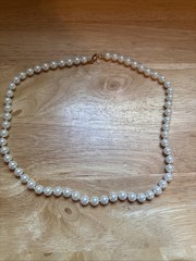 Vintage WLIND 14K Gold Electroplate Clasp Faux Pearl Necklace 21”