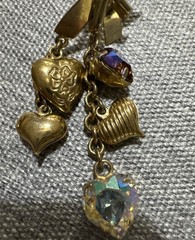 Fancy Aurora Borealis and Gold tone Heart Drop Dangle Earrings