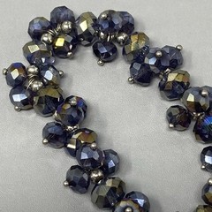 Metallic Coated Glass Beaded Bracelet Stretch Peacock Oil Slick Blue Purple 6.75