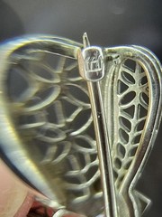 Antique 1920s BELAIS BROTHERS 18K White Gold Sapphire Filigree Bow Brooch