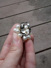 Vintage Ring with white pearls “cluster” one size fits all