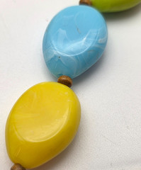 Vintage Lucite Necklace Colorful Marbled Oval Beads 36 In Fruit Salad Statement