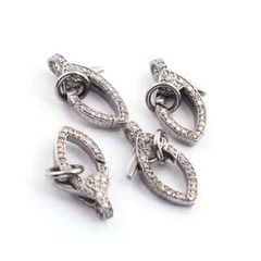 1 Pc Pave Diamond Lobster Claps, 21mmx11mm Lobster Claps, Both Side Pave Diamond