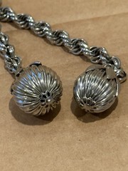 Vintage Lariat Fruit Pendant Silver Tone Chunky Chain Necklace Adjustable Length