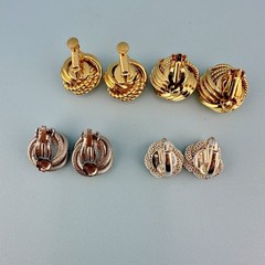 Vintage Twist Knot Clip On Earrings Lot Gold Silver Tone Textured Some Signed