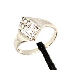 Vintage Elegant RING Silver 925 with Chic Bright Inserts -size: 8US (18mm) | #47